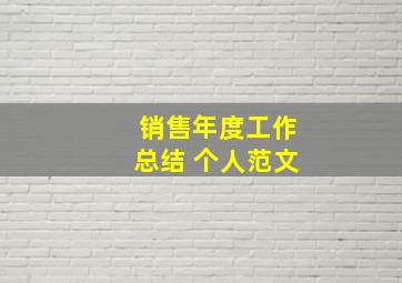 销售年度工作总结 个人范文